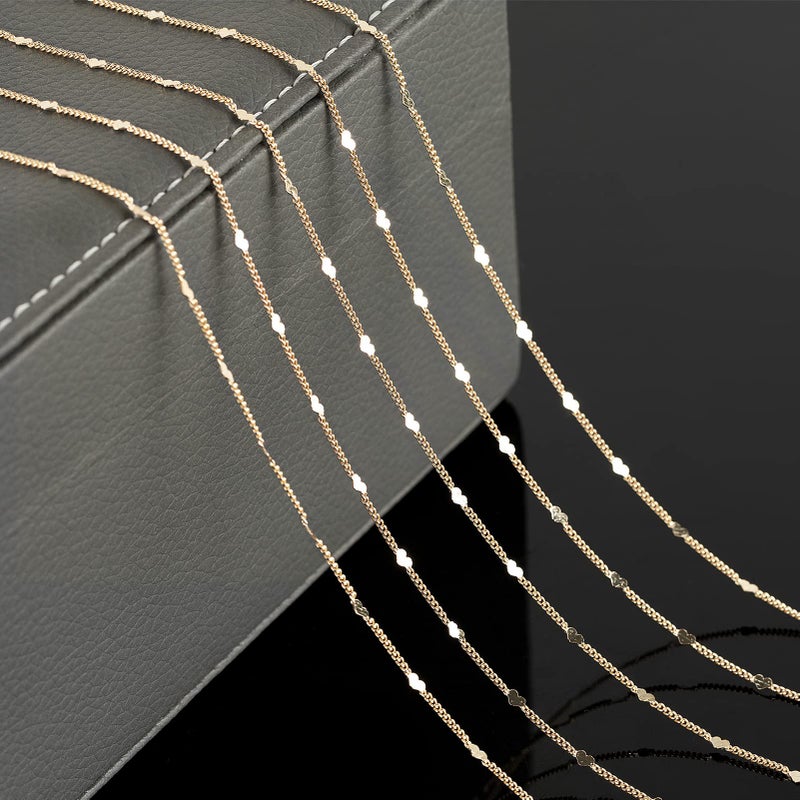YOUBEIYEE 10 Meters Light Gold Chains for Jewelry Making  18k Gold Plated Brass Flat Heart Curb Link Chain Women Necklace Bracelet DIY Jewelry Chains Bulk - Image 5